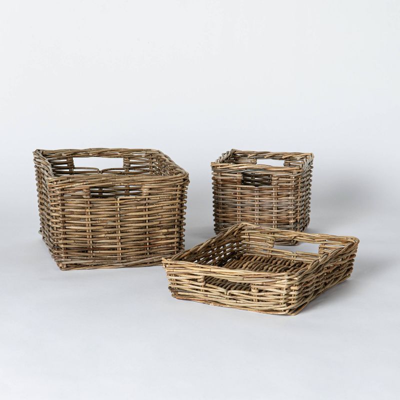 Decorative Rectangle Kooboo Rattan Basket 18" x 12.2" Gray - Threshold™ designed with Studio McGee