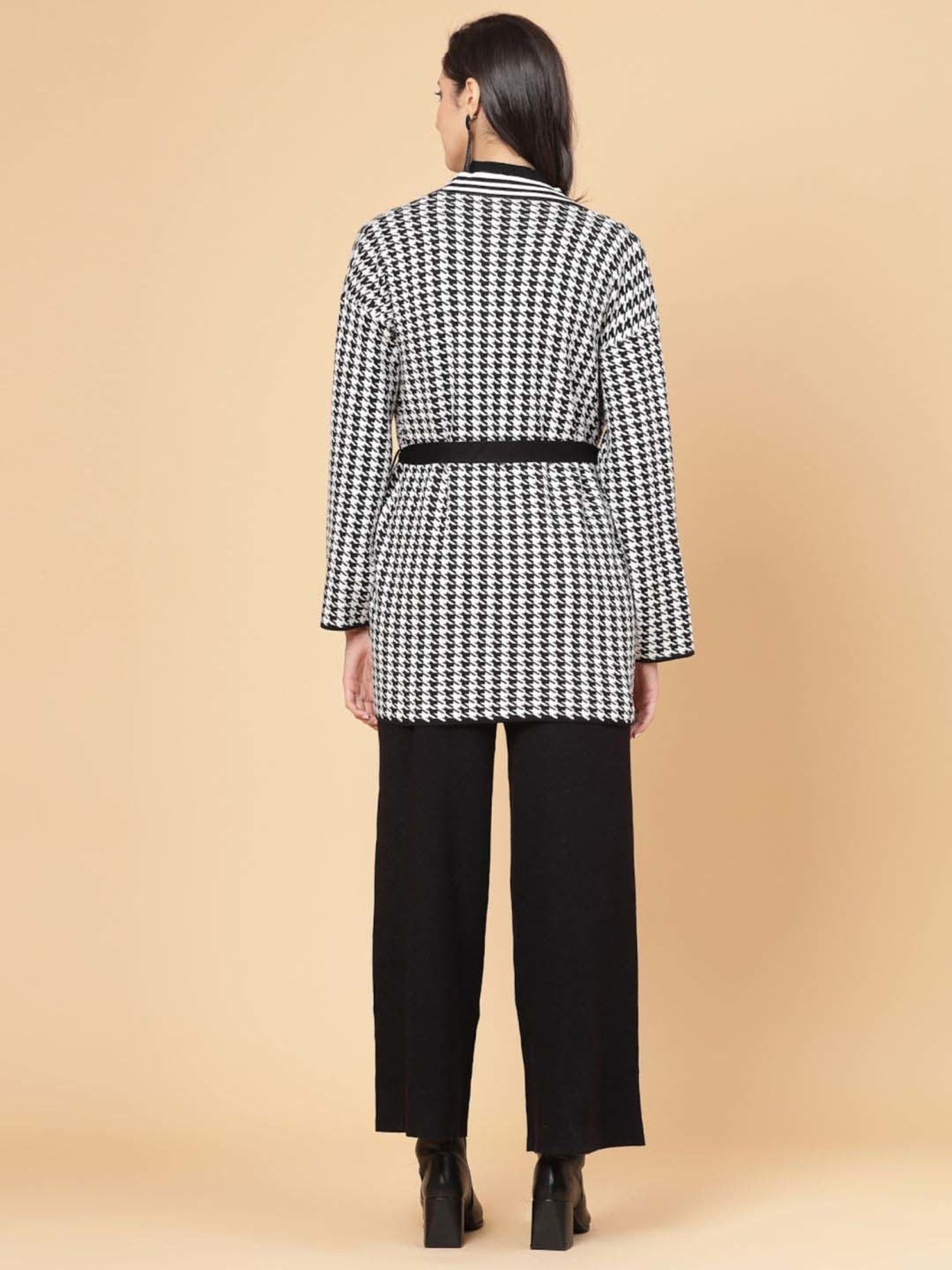 Mafadeny Black Printed Top Pants Set With Shrug