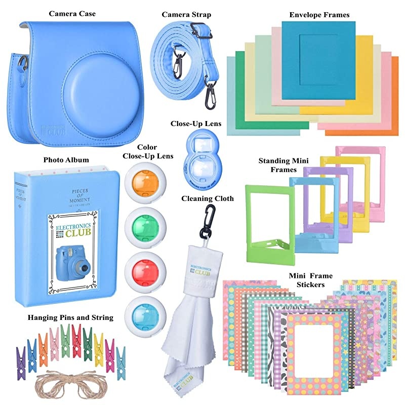 Premium Leather Camera Case with Accessories Kit Bundle for Instax Mini 9 Instant Film Camera | Includes Camera Strap + Photo Album + Picture Frames + Selfie Lens + Cleaning Cloth & More