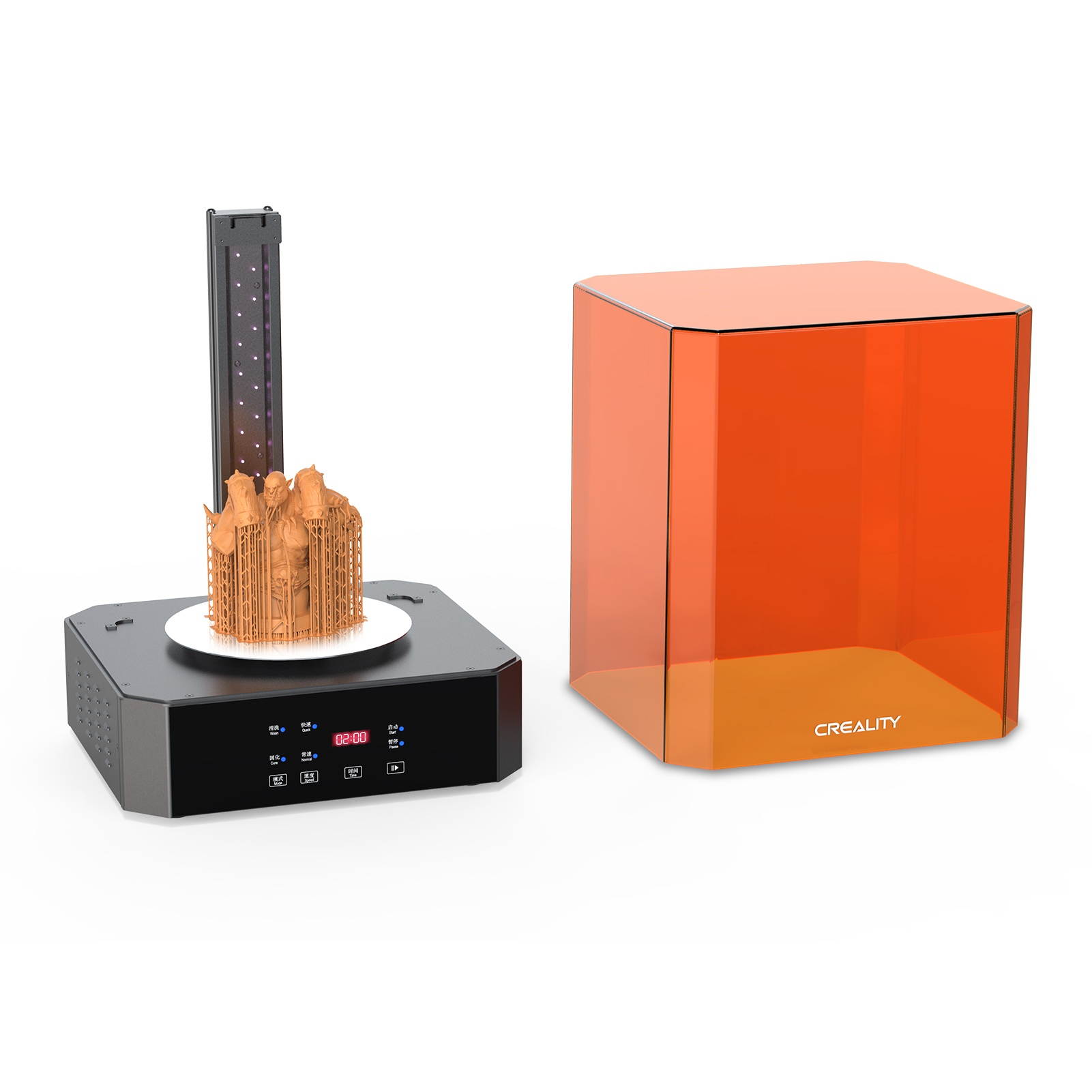 Original Creality UW-02 Washing and Curing Machine 2-in-1 for 3D Printers LCD SLA DLP Models Resin Dual-Band UV Light Source 360&deg; Rotatable Platform Adjustable Time & Speed 10.1inches Rotary Wash Cure