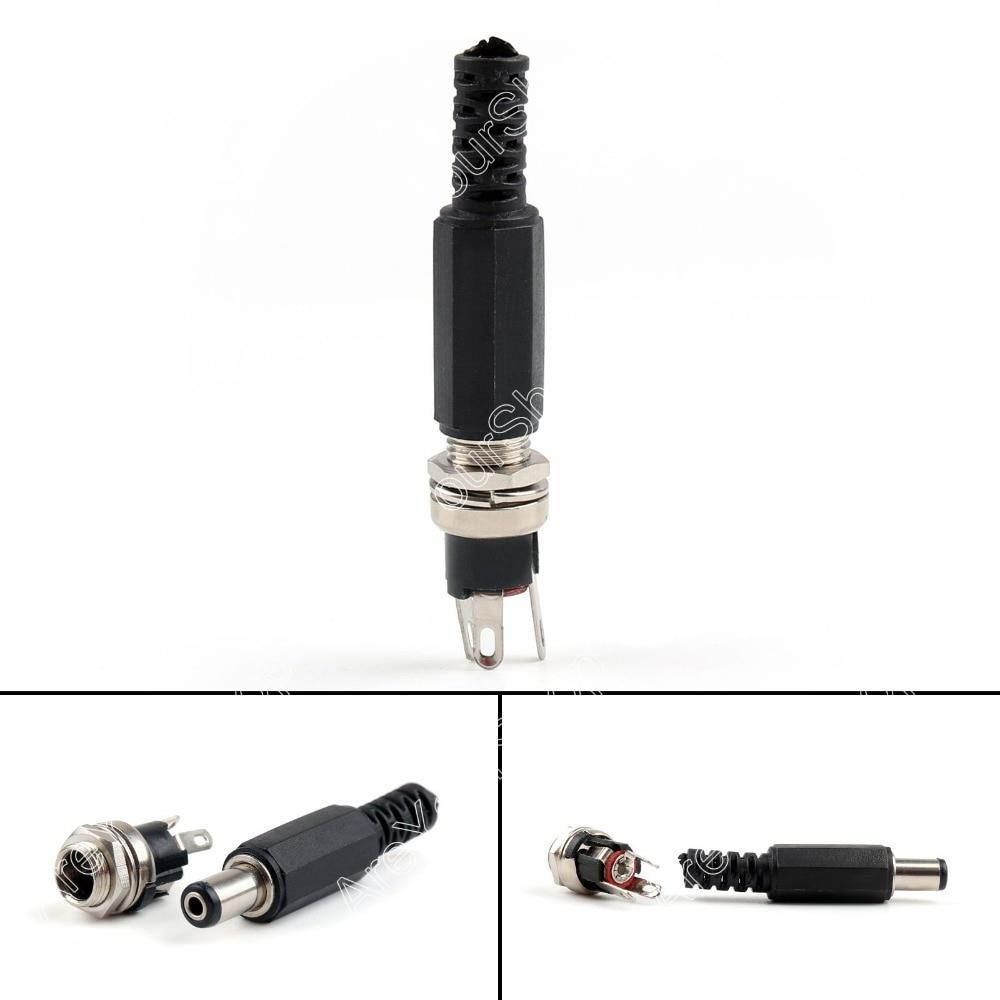 50 Pcs 5.5mm X 2.1mm DC Power ( Female Socket + Male Plug) Panel Mount Connector Ad