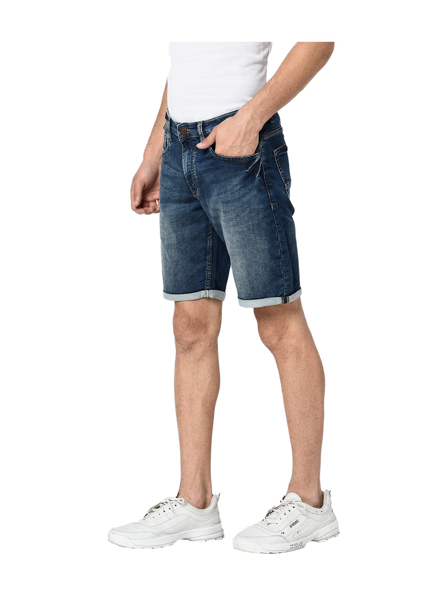 Octave Blue Regular Fit Cotton Shorts