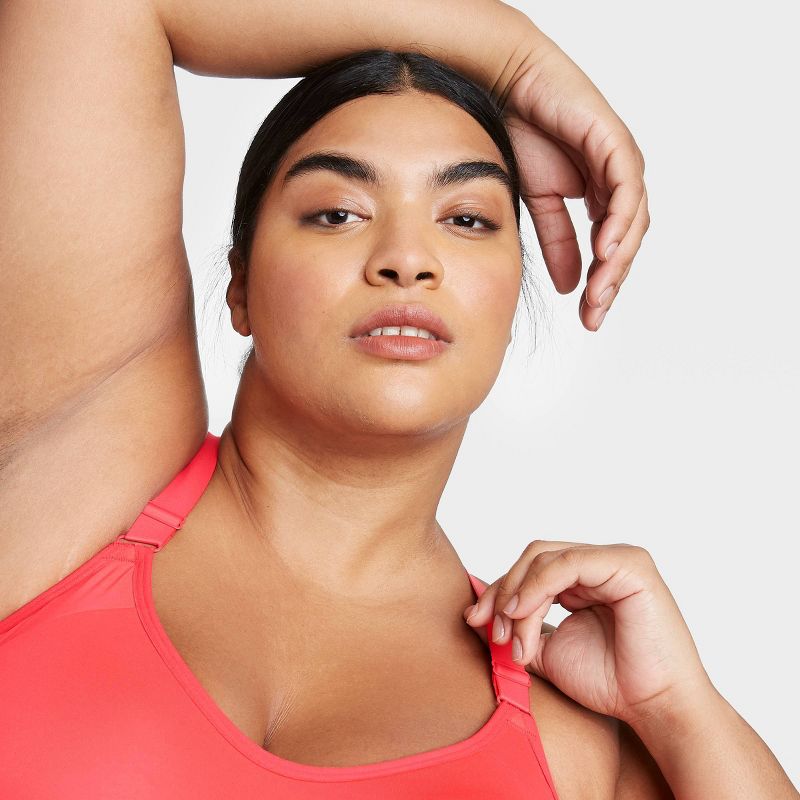 Women's Plus Size Medium Support Cross Back Shape Bra - All in Motion™ Red 1X