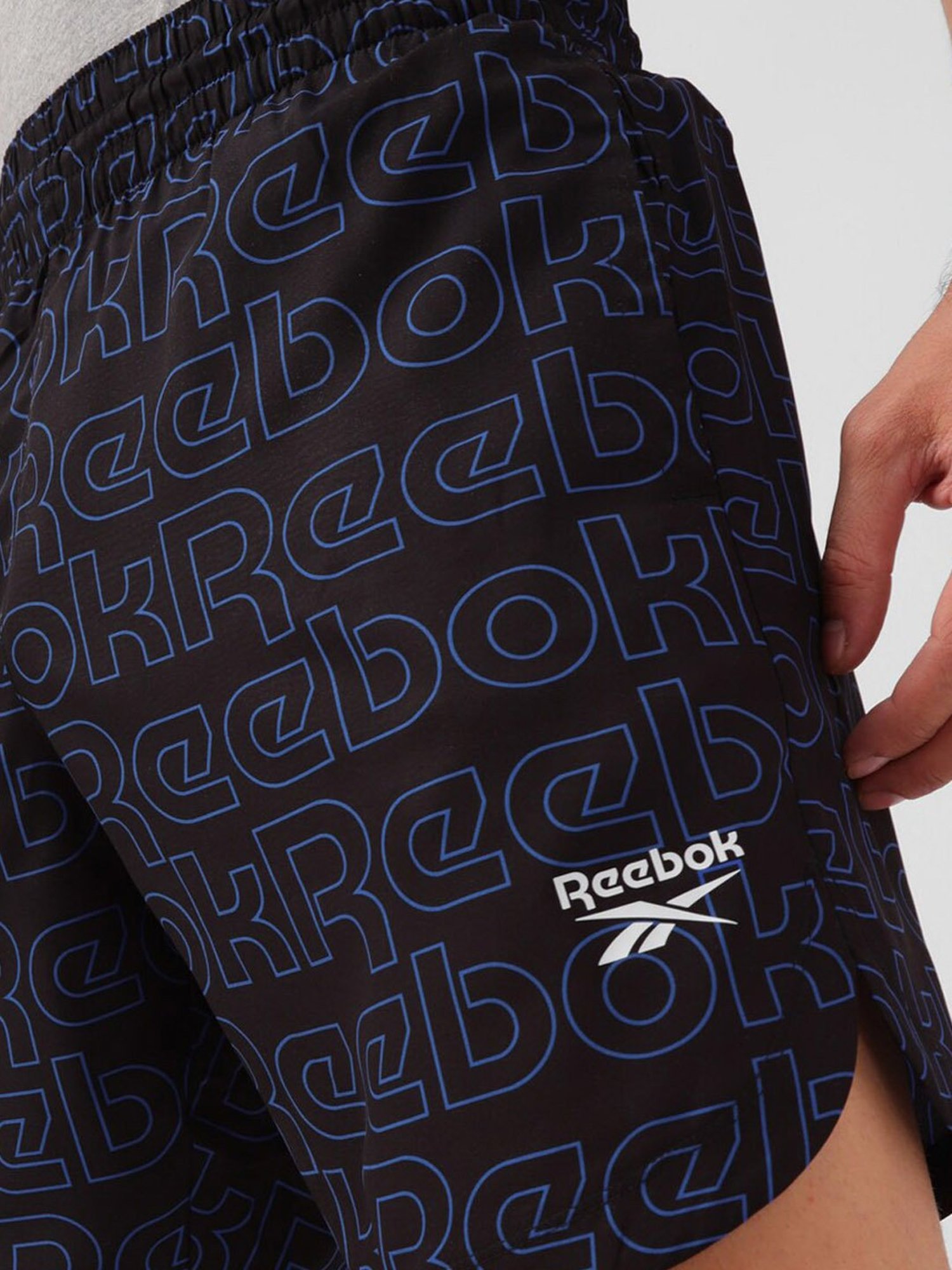 Reebok Navy Regular Fit Logo Printed Training Sports Shorts