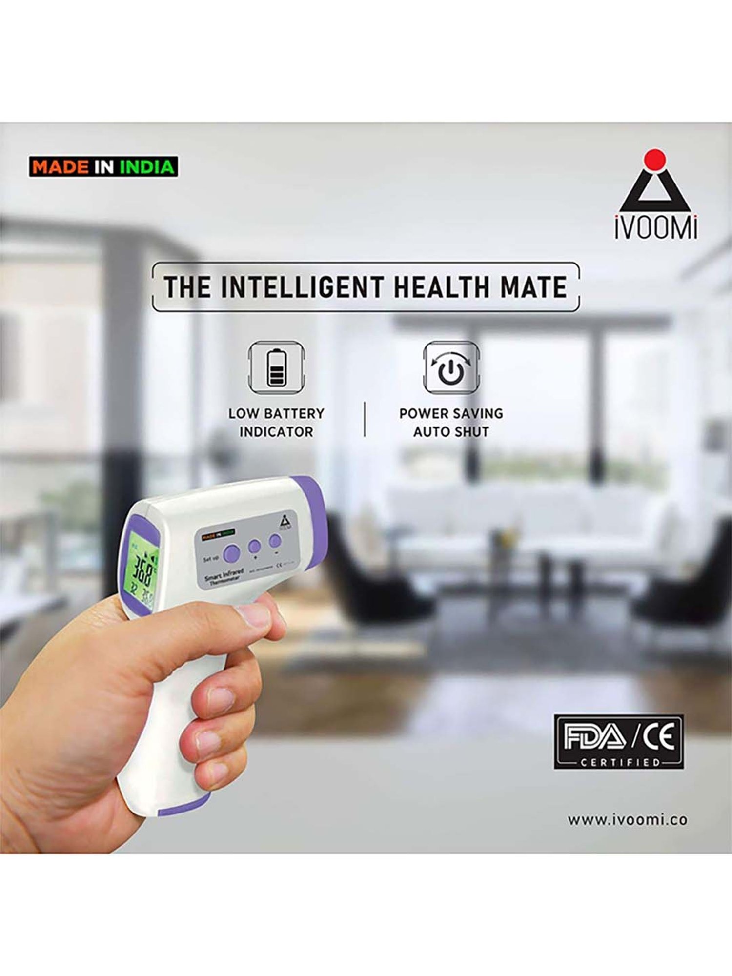 iVooMi Digital Infrared Non Contact Infrared Thermometer (White)