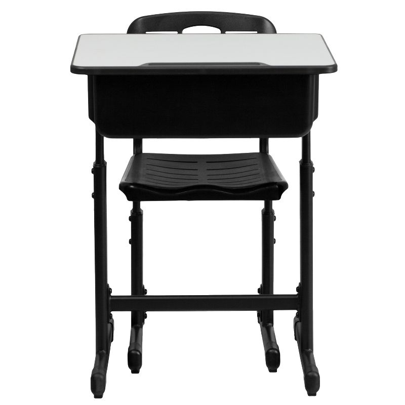 Emma and Oliver Adjustable Height Student Desk and Chair with Black Pedestal Frame