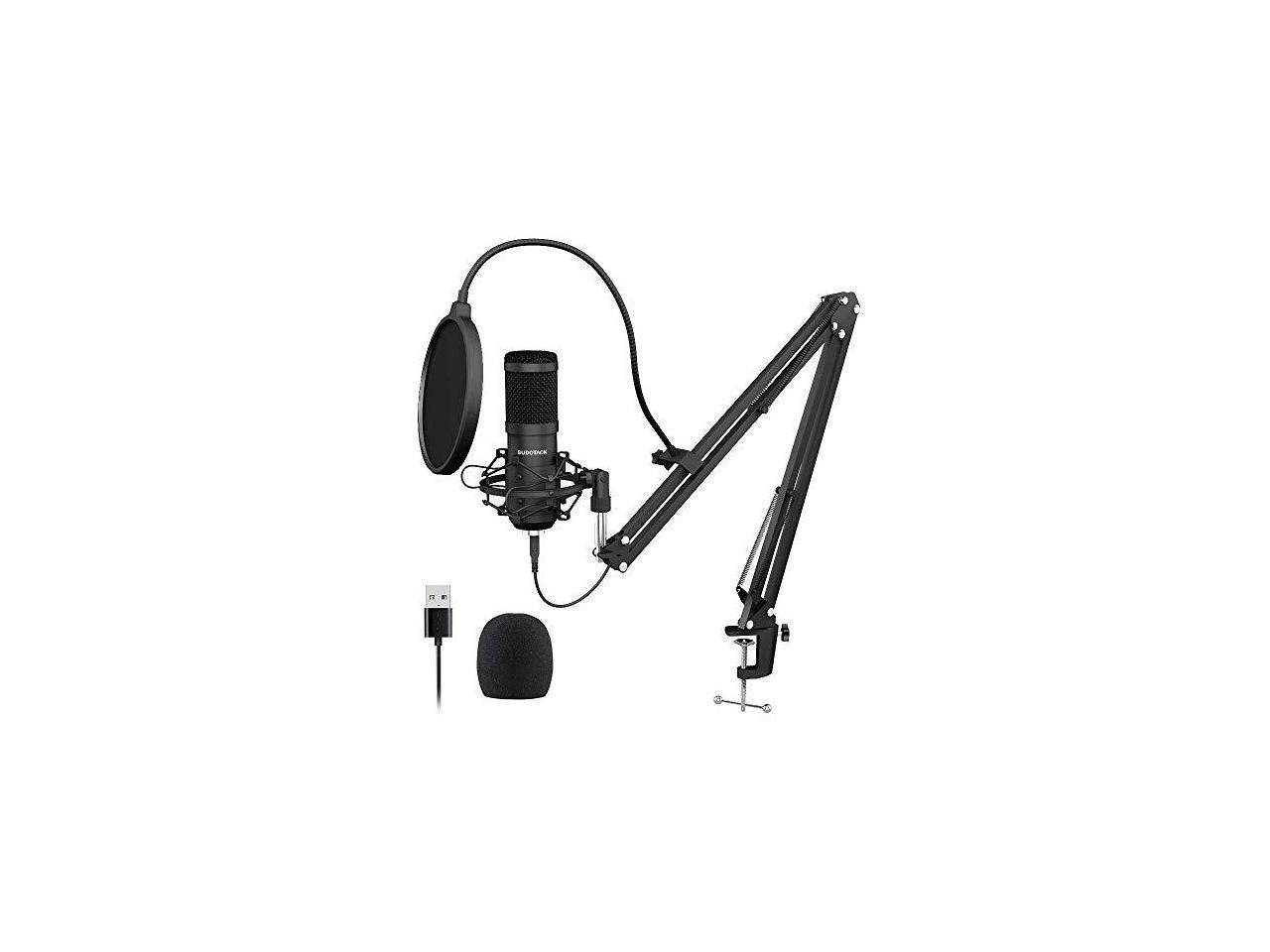 USB Streaming Podcast PC Microphone professional 192KHZ24Bit Studio Cardioid Condenser Mic Kit with sound card Boom Arm Shock Mount Pop Filter for Skype You Tuber Karaoke Gaming Recording