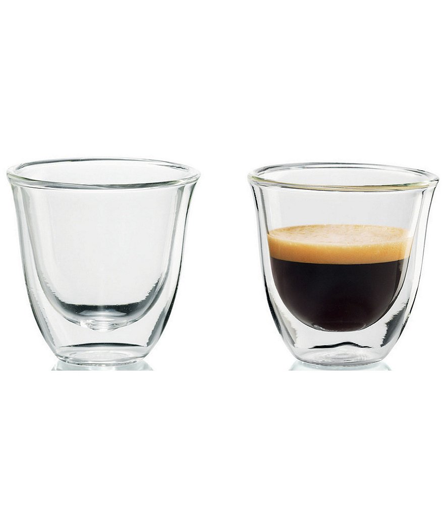 DeLonghi Espresso, Cappuccino, Latte Double Wall Thermal Glasses, Set of 6