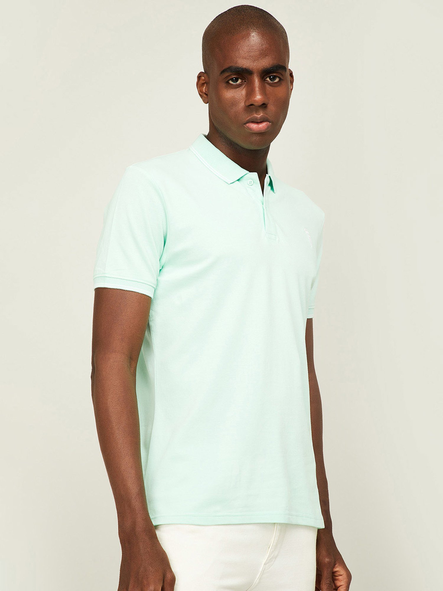 Bossini Light Green Regular Fit Polo T-Shirt