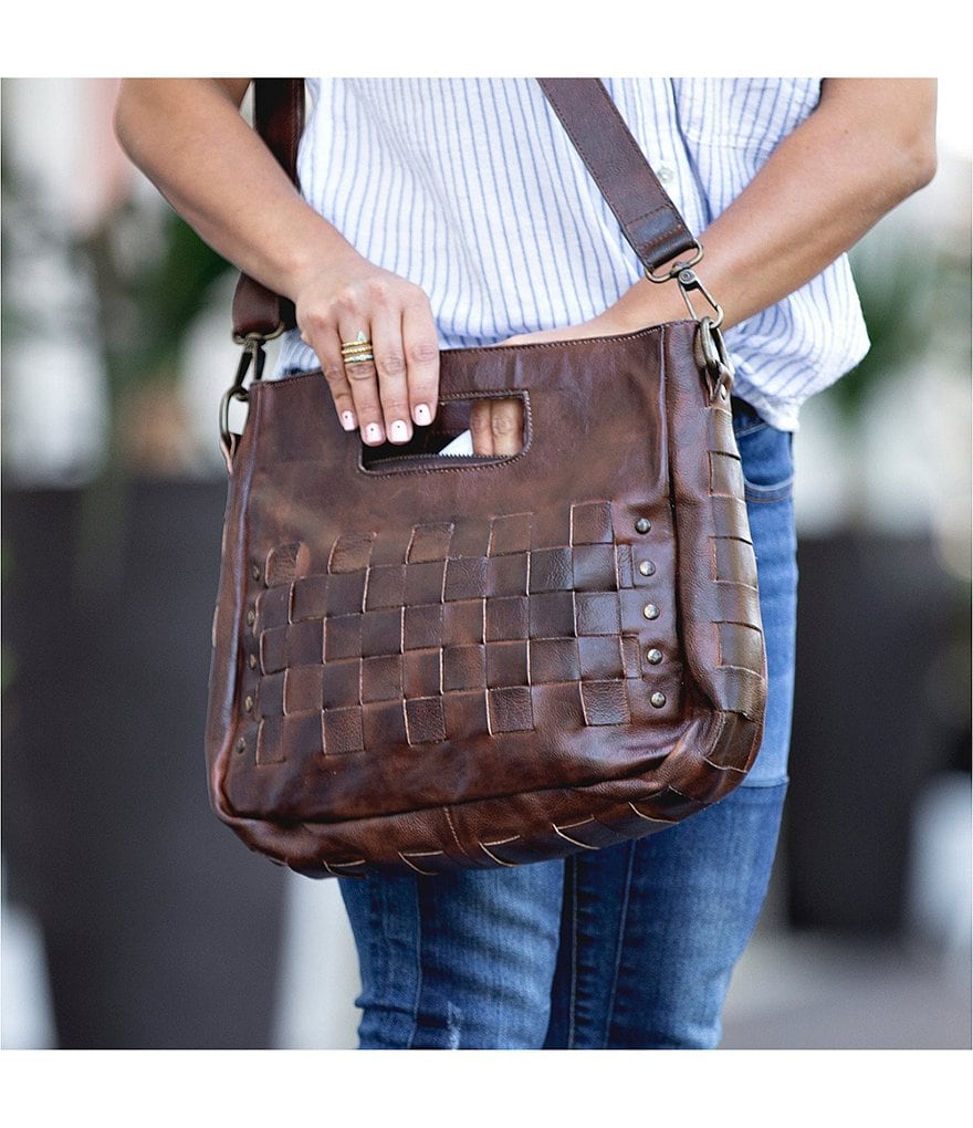 Bed Stu Orchid Studded Woven Satchel Bag