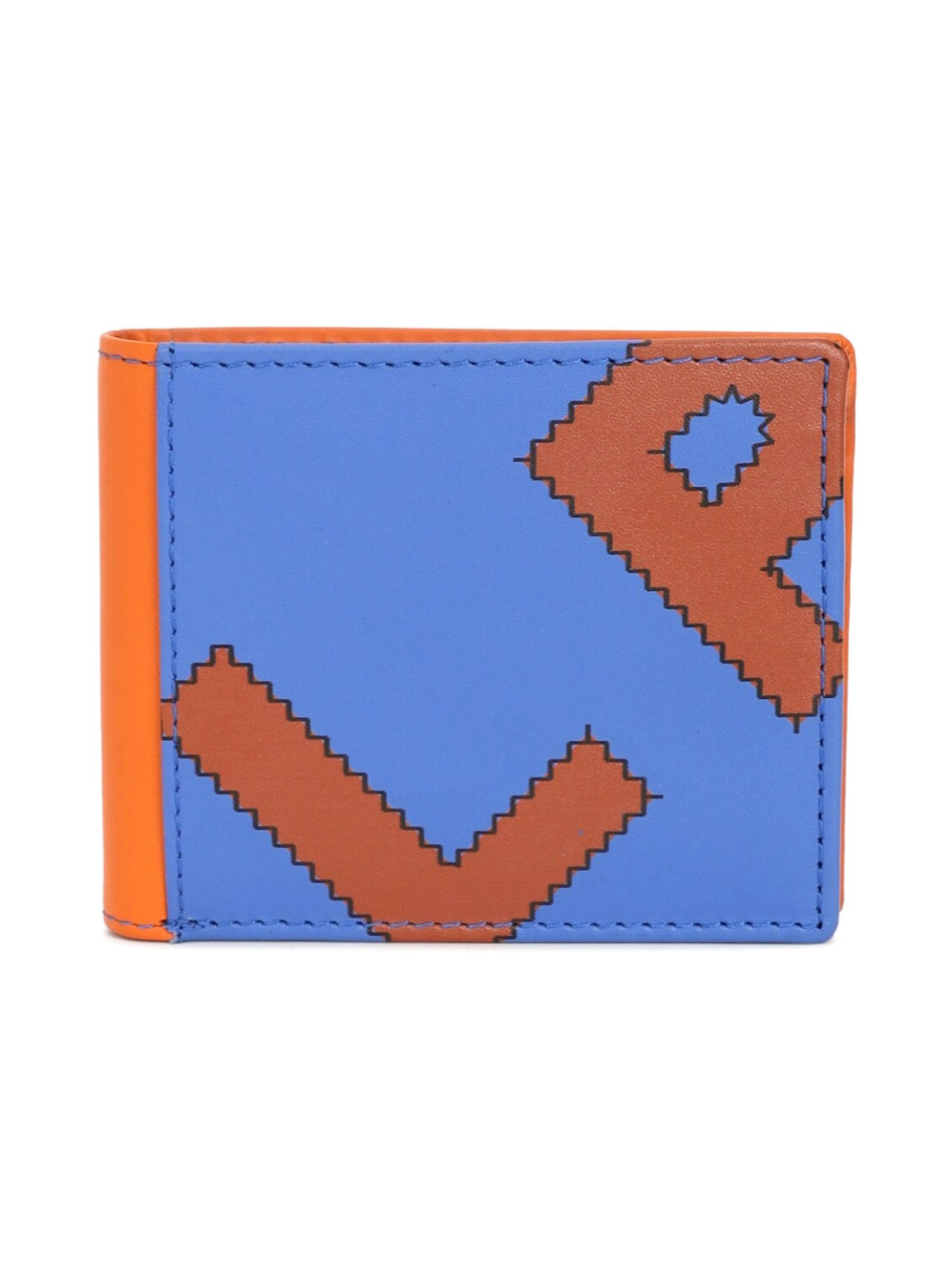 Louis Philippe Blue Printed Leather Bi-Fold Wallet for Men