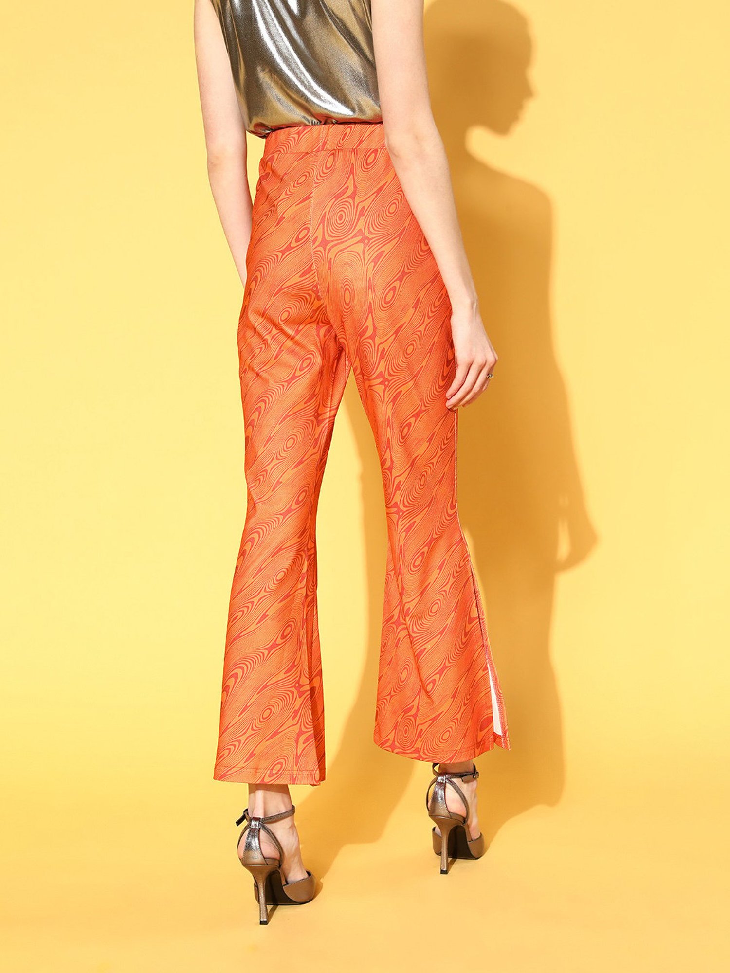 Melon by PlusS Orange Regular Fit Printed Pants