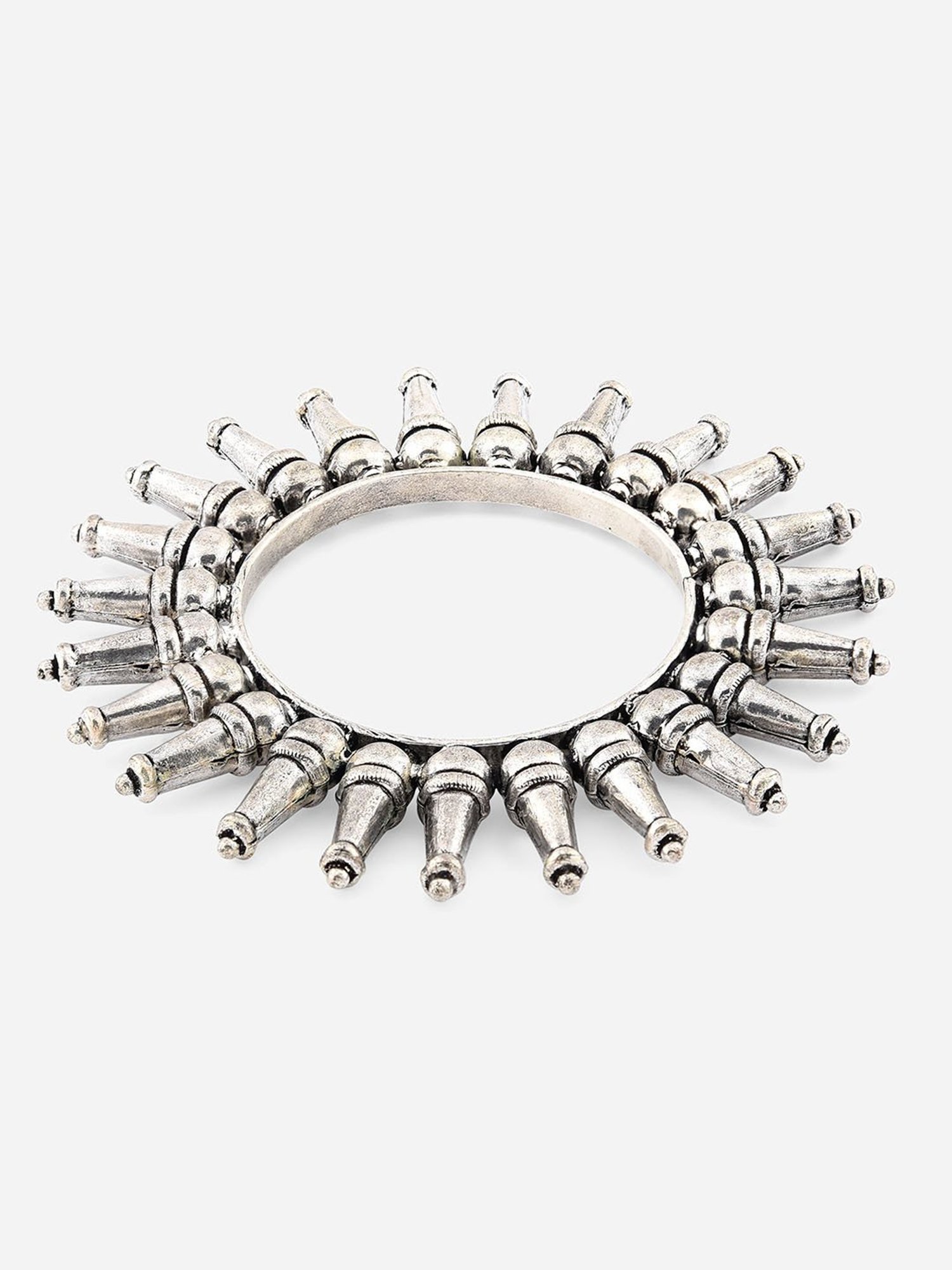 Fida Silver-Plated Oxidised Tribal Kada Bangle for Women