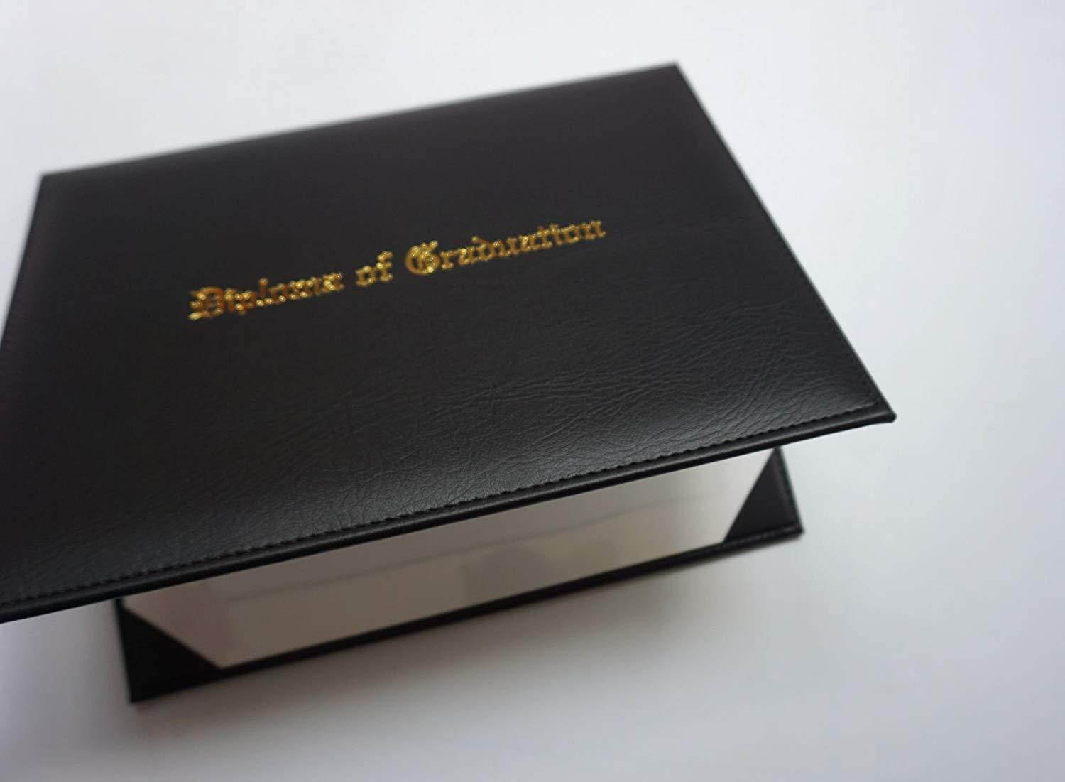 Certificate Cover Imprinted "Diploma Of Graduation" Faux-leather Diploma Holder 8.5" x 11" Grad Days(Black)