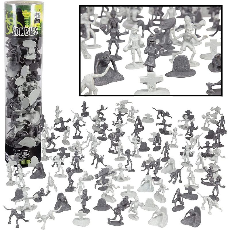 Hingfat Zombie Army Action Figure Toy Bucket, 100 Pieces