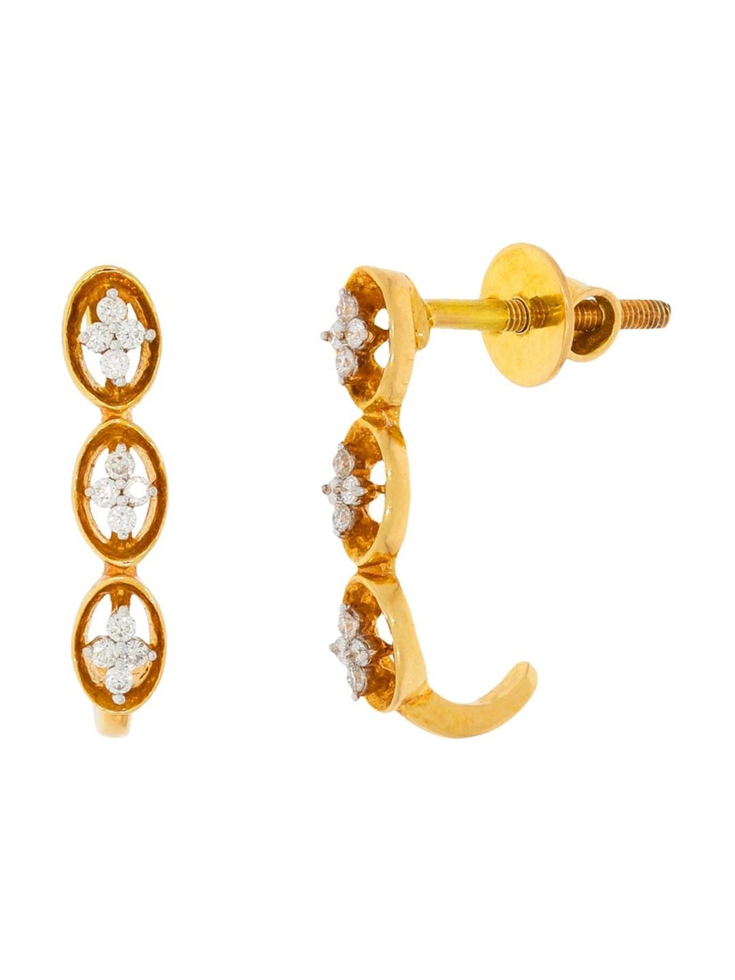 P.C. Chandra Jewellers 18 kt Gold & Diamond Earrings
