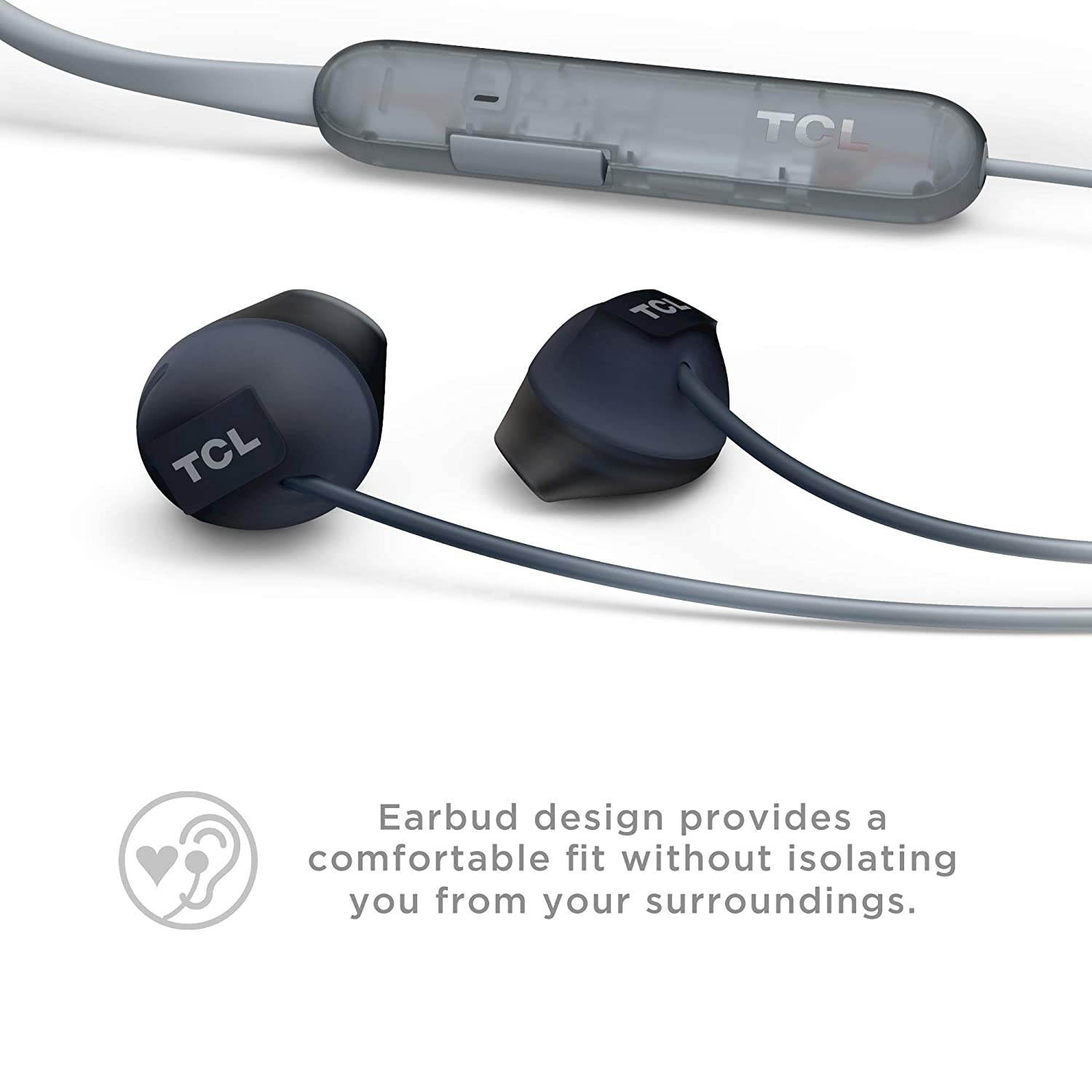 TCL SOCL200BT Wireless Earbuds Bluetooth Headphones with 12.2mm Speaker Drivers for Rich Bass and Clear Sound, Built-in Mic - Phantom Black, One Size