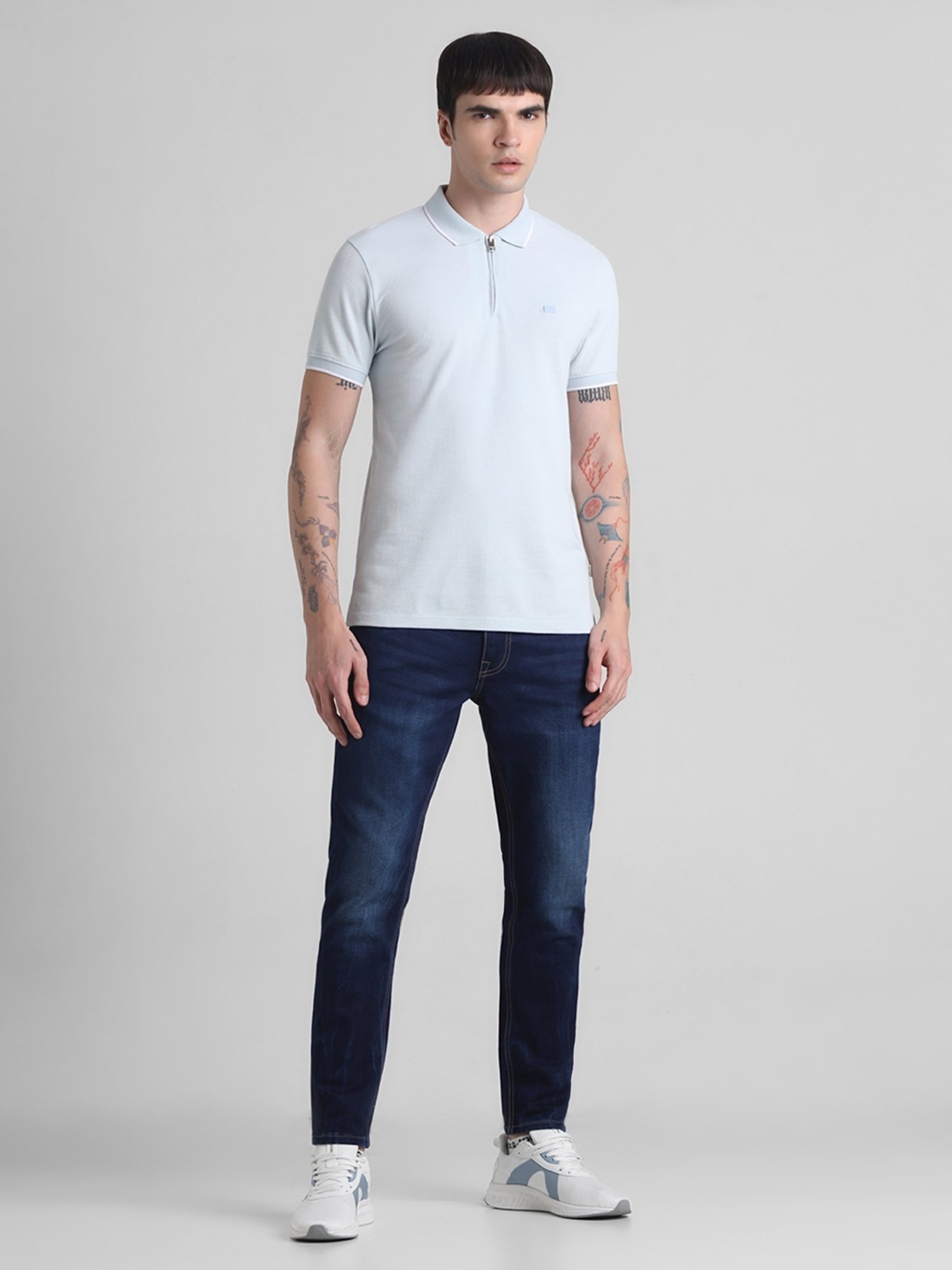 Jack & Jones Ballad Blue Slim Fit Checks Polo T-Shirt