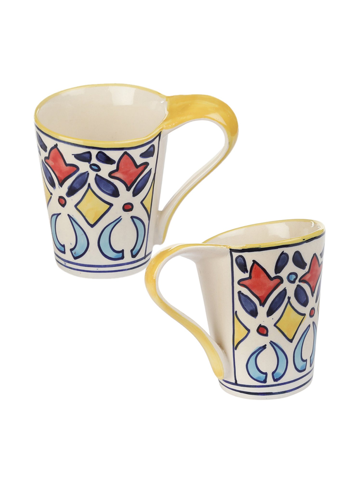 JCPL White & Red Ceramic Cup (0.18 L) - Set of 6