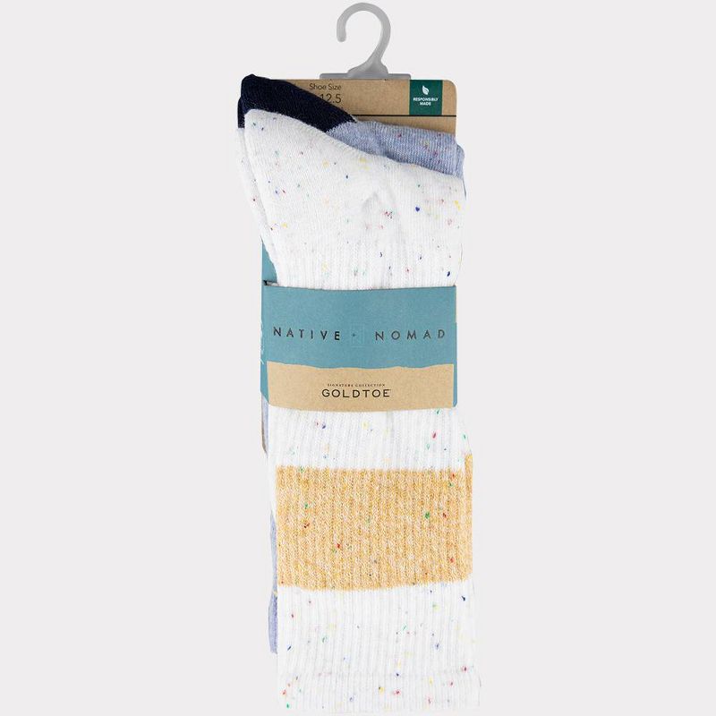 Signature Gold by GOLDTOE Men's Native Nomad Crew Nep Sport Stripe Socks 2pk - Gray 6-12.5