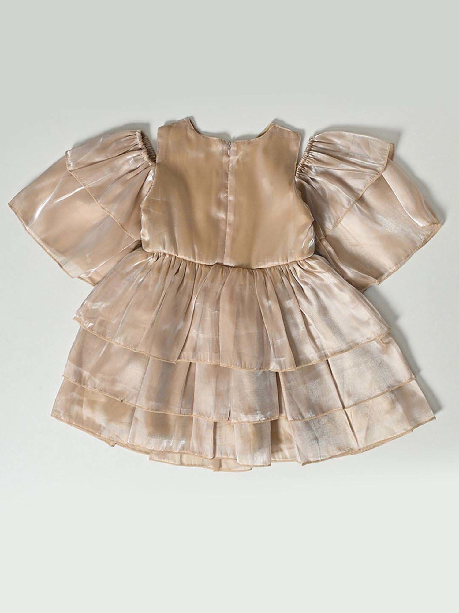 Bella Moda Kids Gold Self Pattern Dress