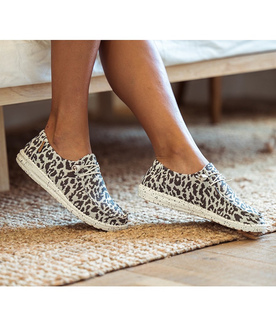 Hey Dude Women's Wendy Woven Cheetah Print Washable Slip-Ons