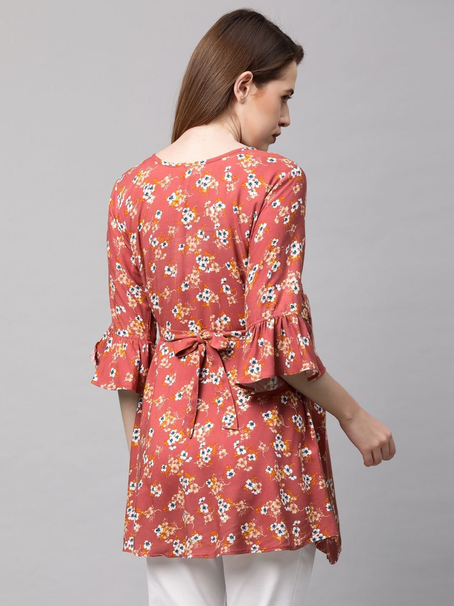 MomToBe Orange Floral Print Maternity Top