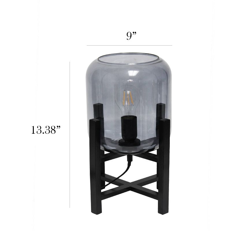 Wood Mounted Table Lamp with Glass Cylinder Shade Smoke - Simple Designs