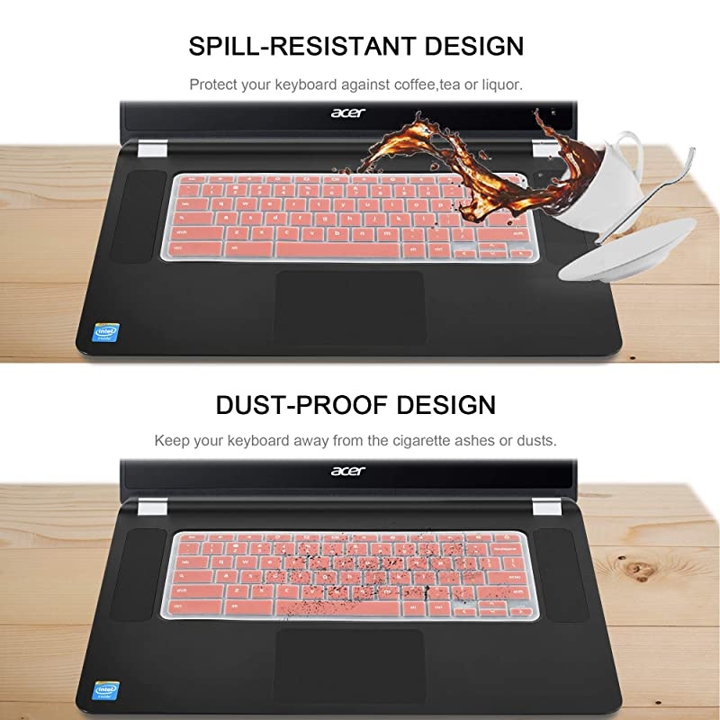 Pack]Keyboard Cover Skin compatible Acer chromebook R11 11.6 inch CB3-131 CB3-13,CB5-13T,CB3-131,Chromebook R 13 keyboard cover, CB5-31T,Chromebook 15,CB3-531 CB3-53CB5-571 C910,Rainbow+clear