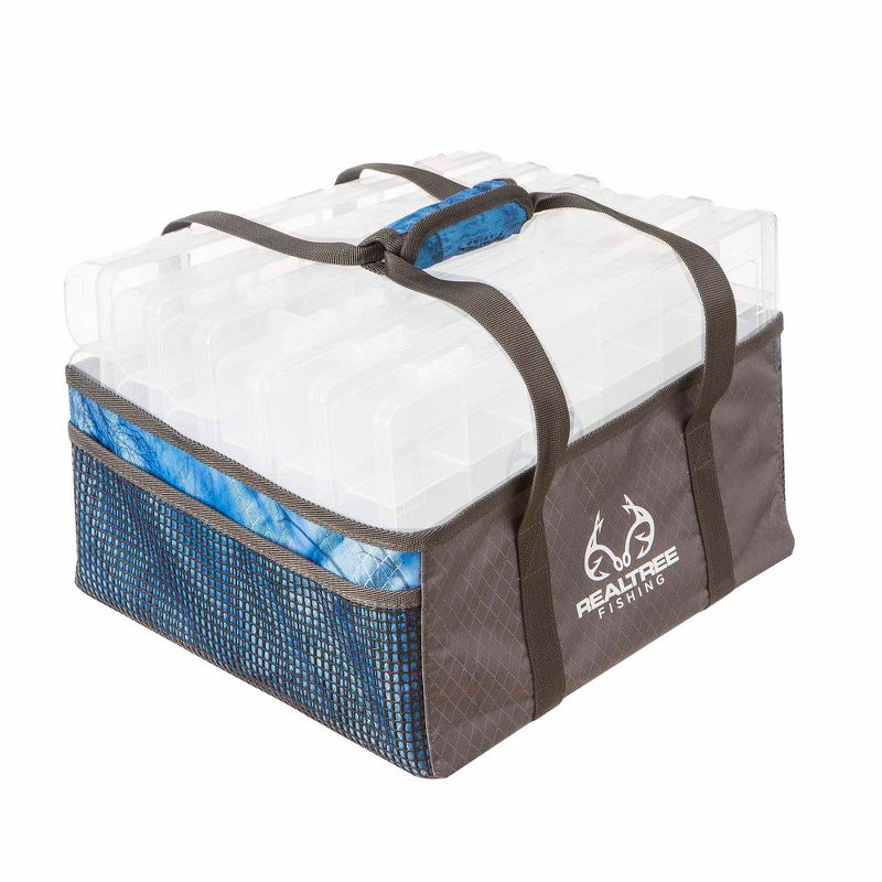 Insights Fishing Extra Large i8 Outdoor Recreation/Sport Fishing Bait Tray Convenient Tote Carry Bag, Realtree Blue