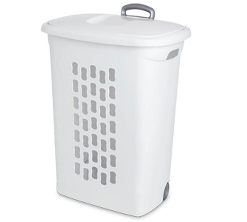 Household Essentials Rolling Laundry Hamper Storage Cart Natural/Light Ash