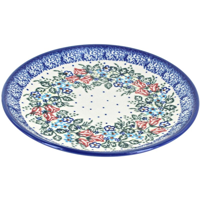 Blue Rose Polish Pottery Garland of Blue Dessert Plate