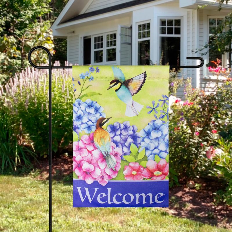 Northlight Welcome Floral Hummingbird Outdoor Garden Flag 12.5" x 18"