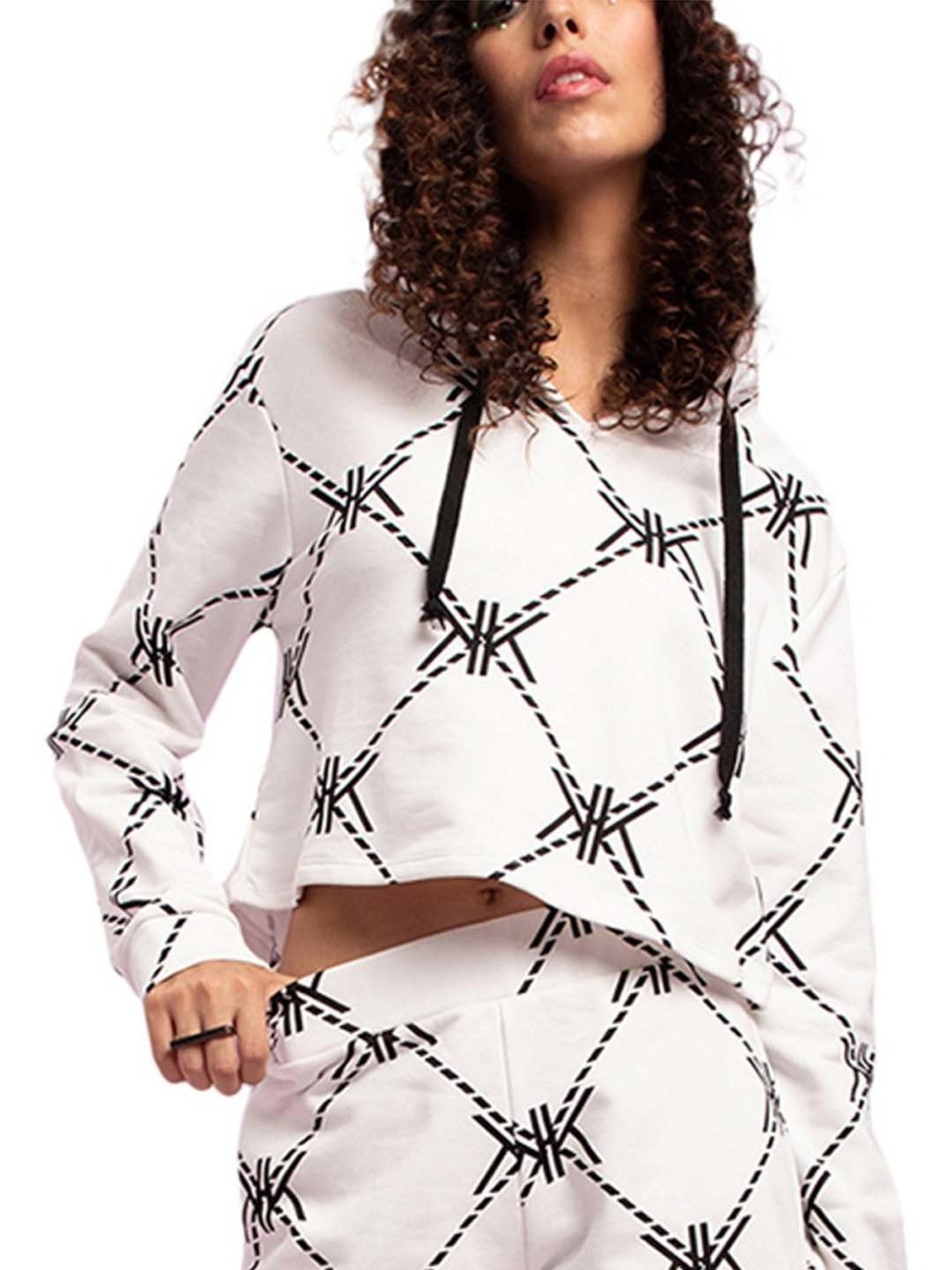 KENDALL + KYLIE White Printed Hoodie