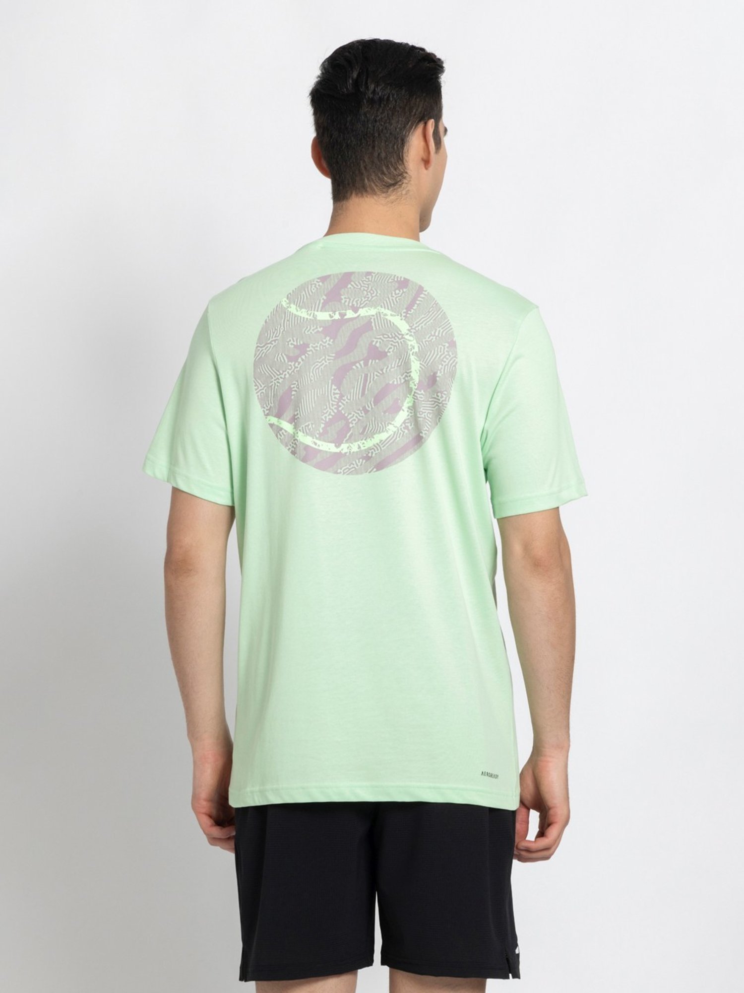 Adidas Green Cotton Regular Fit Printed Sports T-Shirt