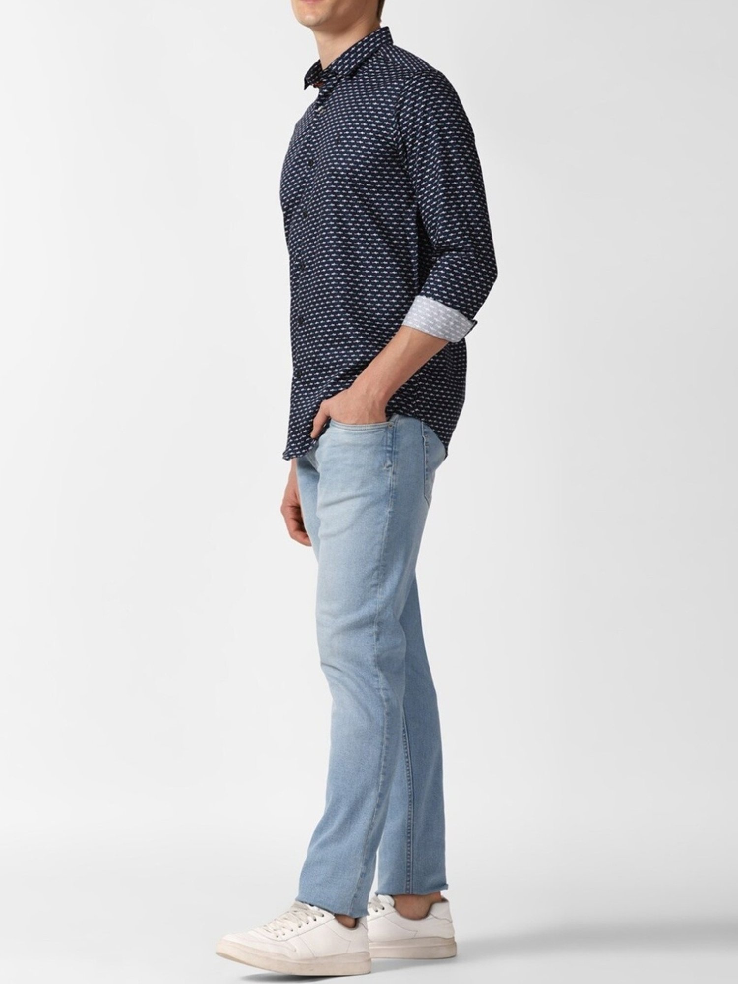 Simon Carter London Navy Printed Slim Fit Shirt