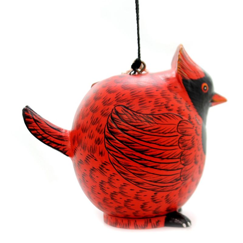 Home & Garden 7.5" Cardinal Gord-O Ball Birdhouse Albesia Wood Hand Painted Gold Crest Distributing  -  Bird And Insect Houses
