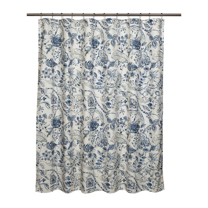 Georgian Shower Curtain Blue/Brown - Moda at Home