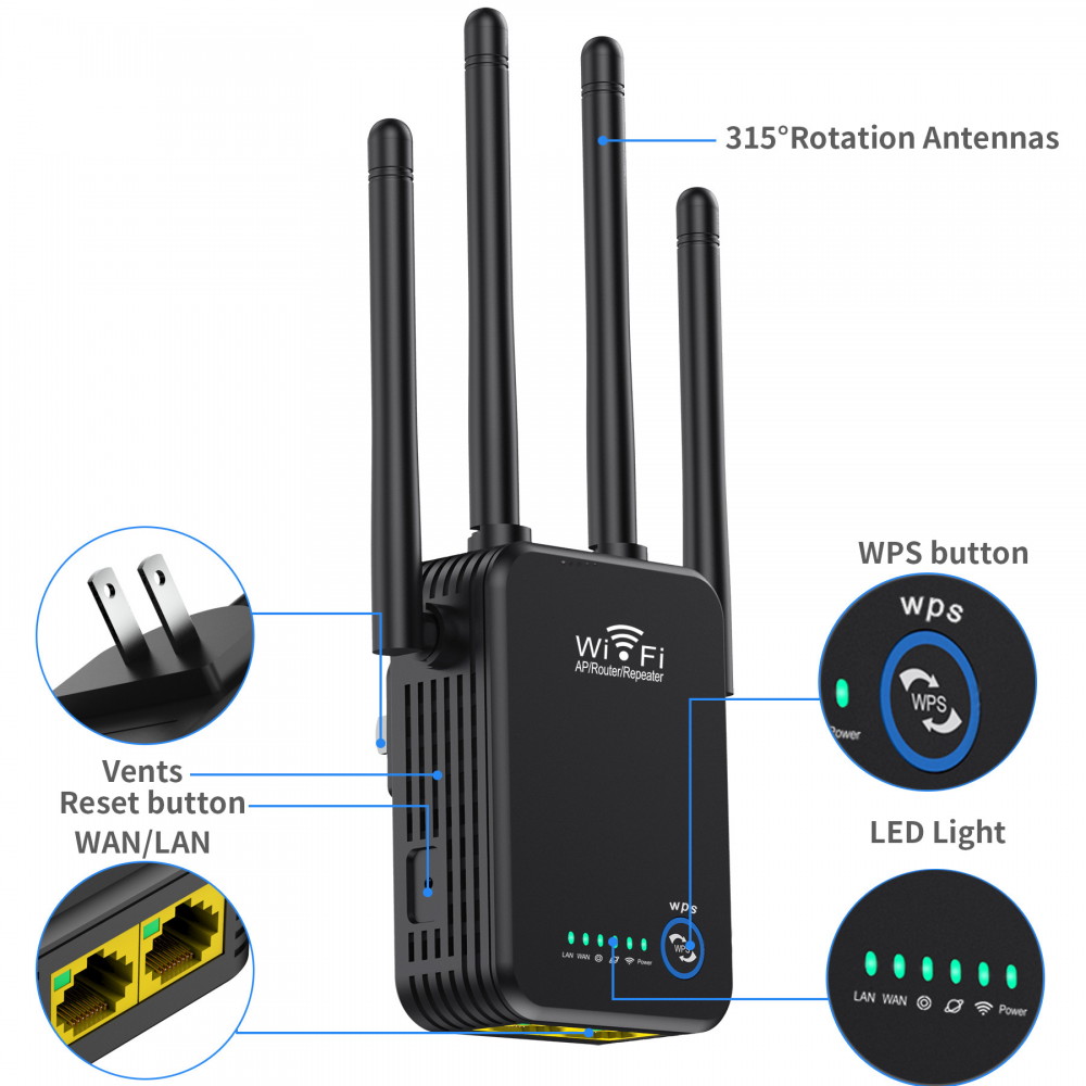 V-BEST Wifi Repeater Wireless Router Signal Amplifier 300m Network Expansion Booster