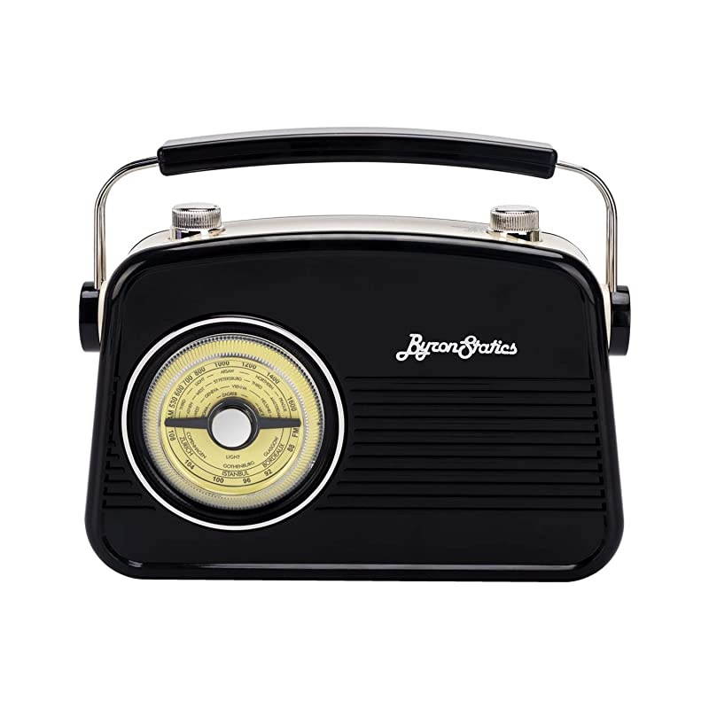 Radios Portable Am FM Analog Large Rotary Dial Swivel Good Sensitivity and Audio External Metal Antenna Knob Switch Removable Power Plug or 15V AA Battery with Headphones Plug Black