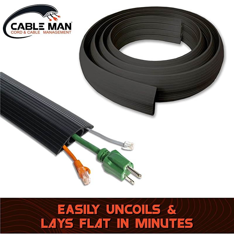 60005C Floor Cord Cover Protector for agement 3 in x 5 ft Black