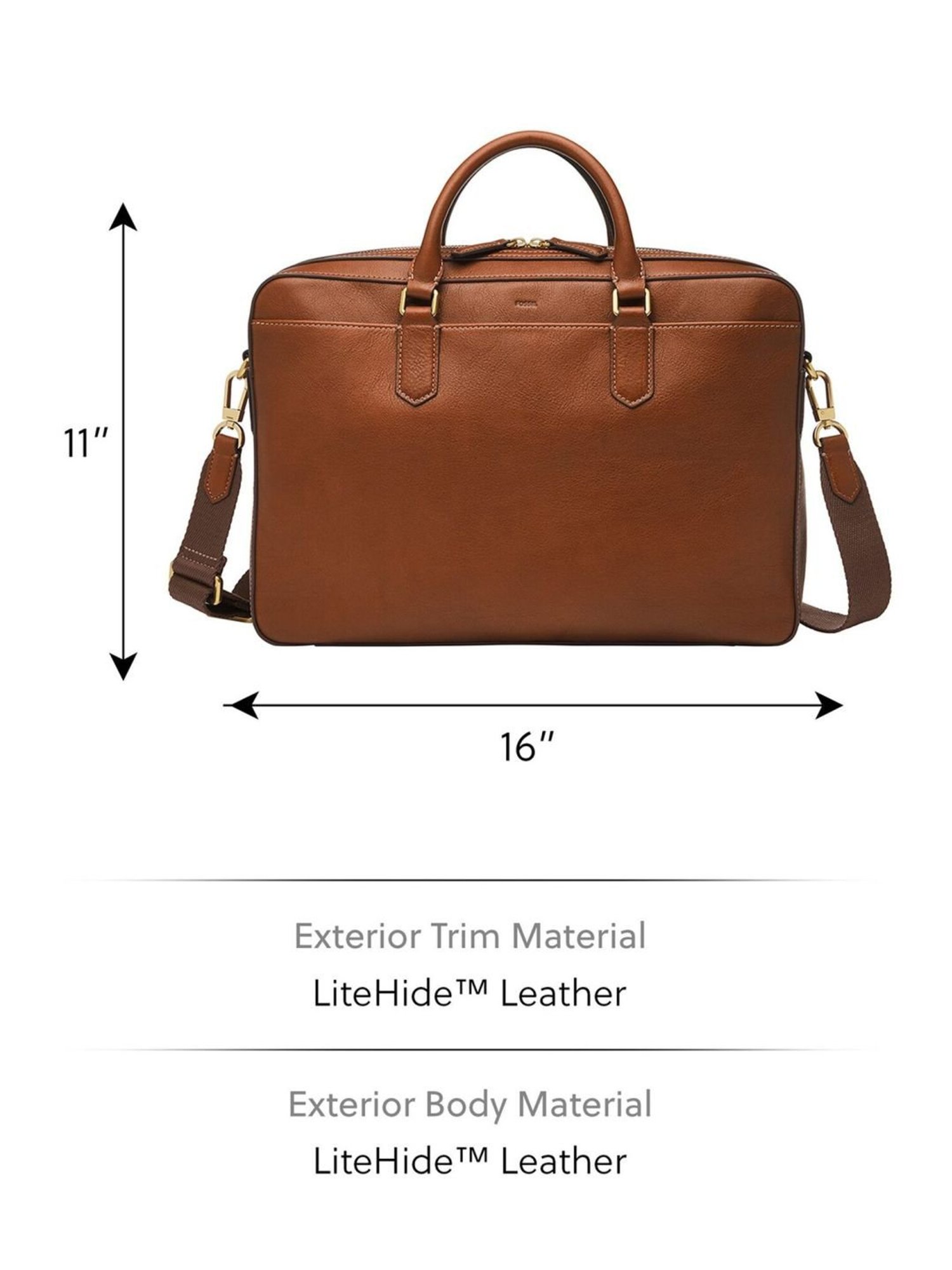 Fossil Asher Brown Leather Medium Messenger Bag