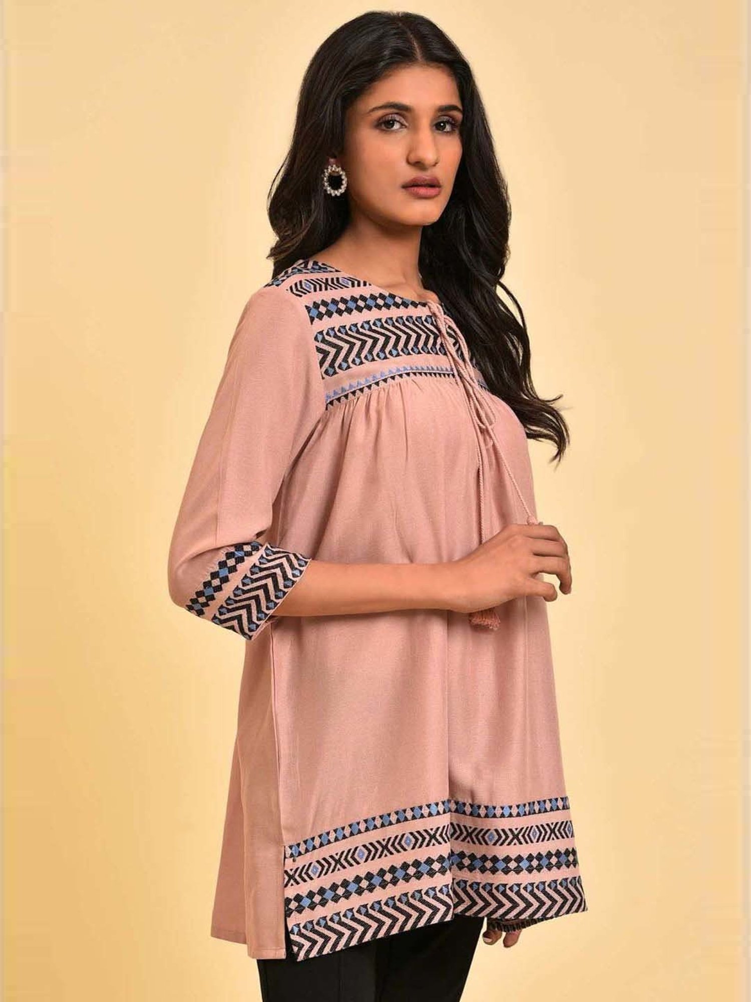 W Pink Embroidered Tunic