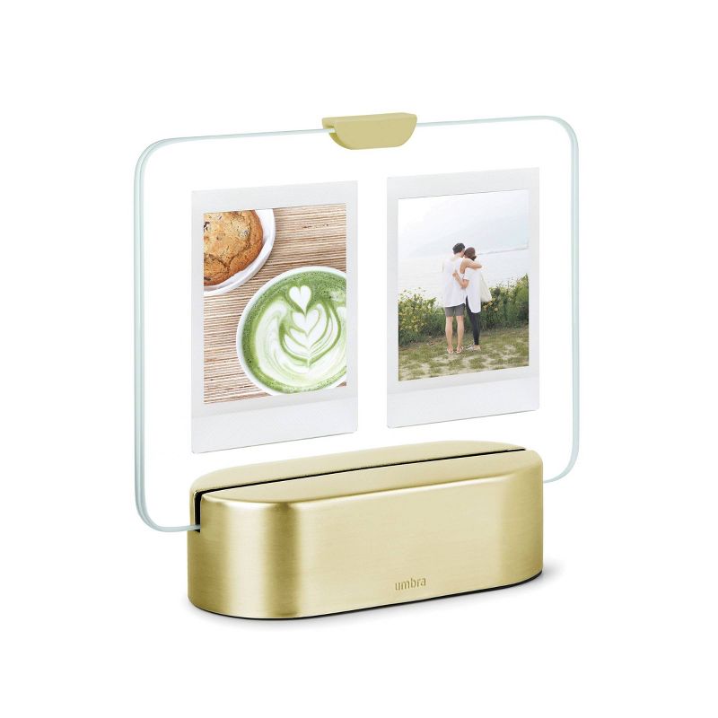 2" x 3" Glo Instant Photo Display Frame LED Matte Brass - Umbra