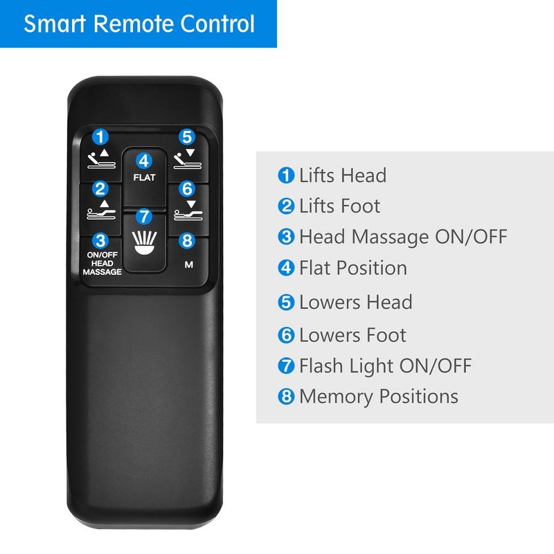 Costway Adjustable Bed Base Electric Bed Frame with Massage Remote Control Queen