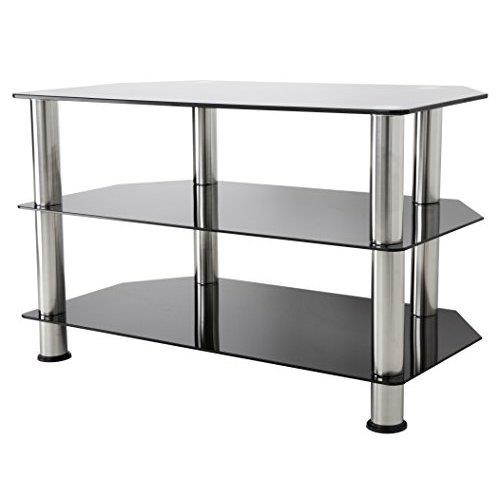 AVF Glass Floor Stand with Chrome Legs for TVs up to 40", Black (SDC800-A)