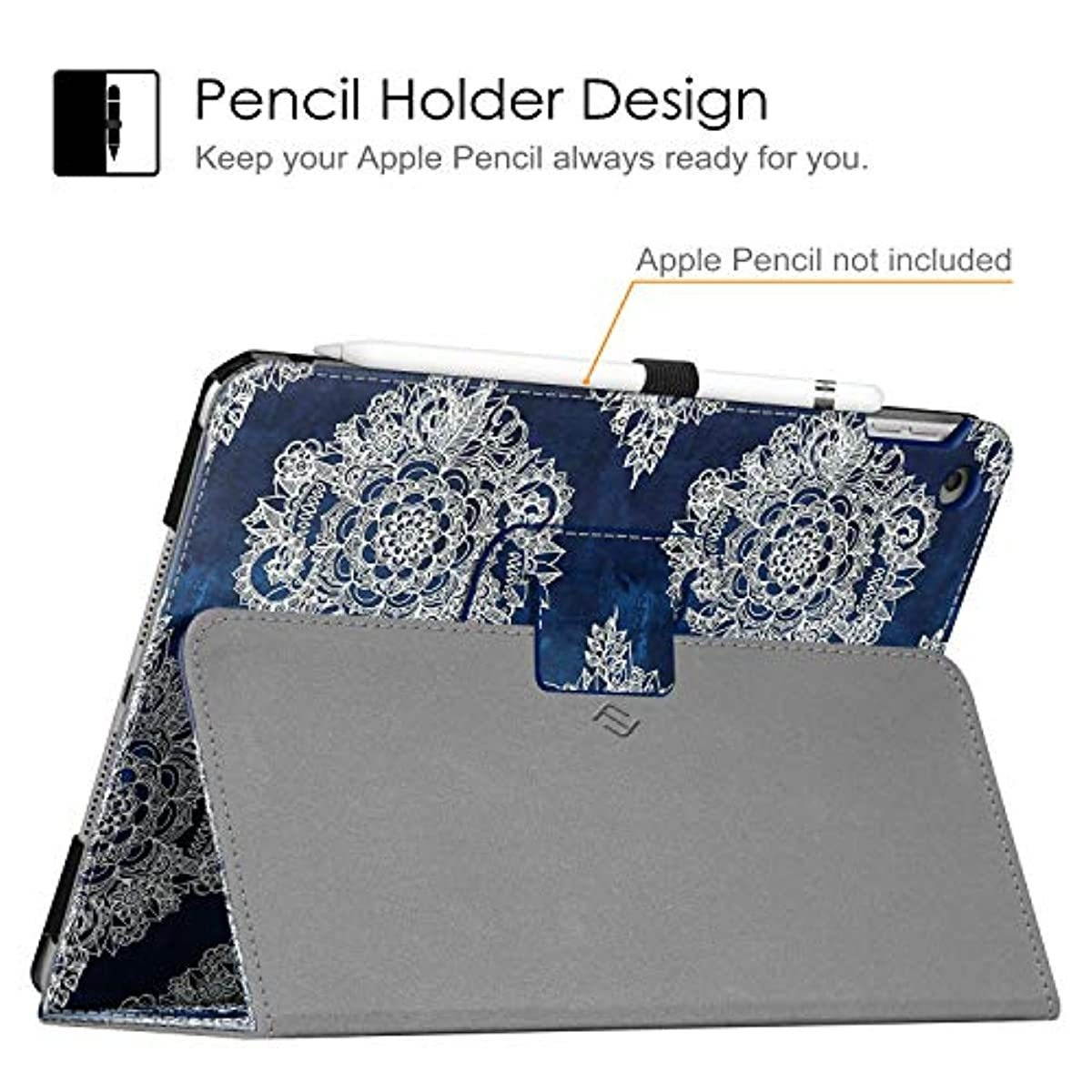 Fintie Case with Pencil Holder for iPad 7th Gen 10.2 Inch 2019 - Premium Vegan Leather Stand Back Cover, Support Auto Sleep/Wake, Indigo Dreams