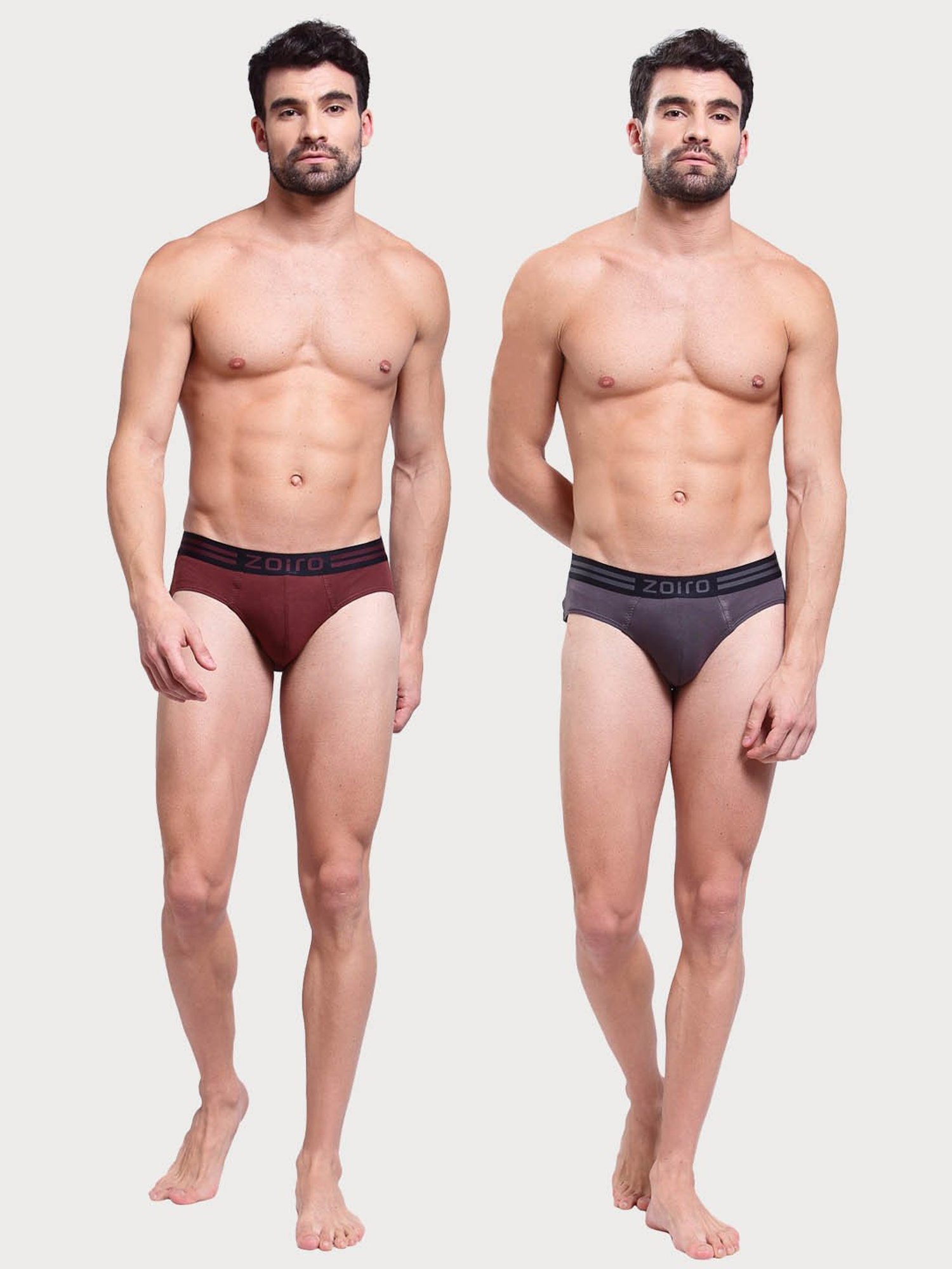Zoiro Bitter Chocolate & Smoked Parl Cotton Regular Fit Briefs - Pack Of 2