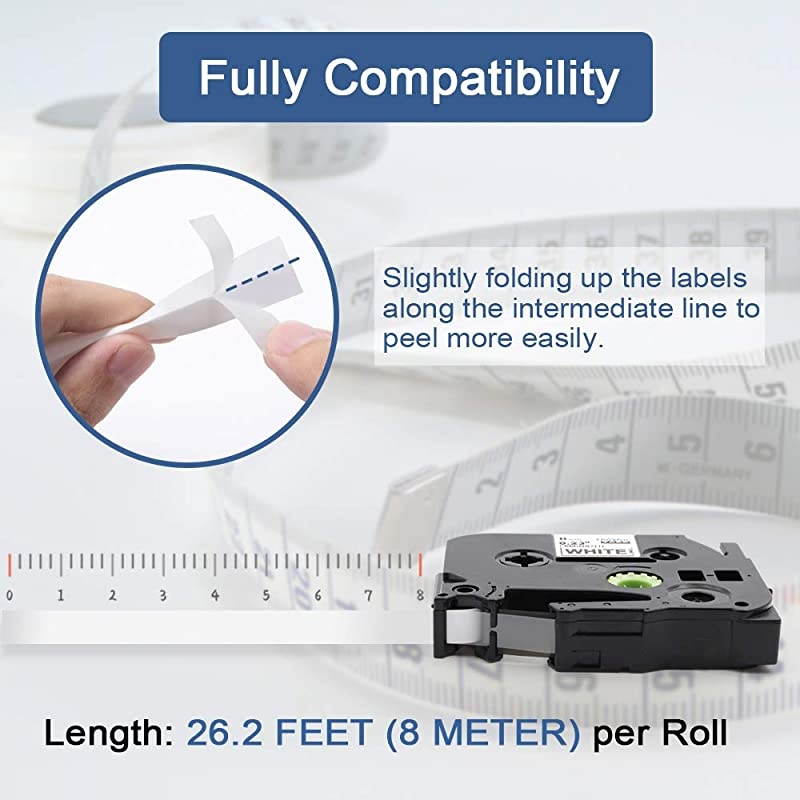 Compatible Label Tape Replacement for Brother PTouch TZ Tape 6mm TZE211 Tze211 TZ211 Laminated Tape for Label Maker PTD210 PTD200 PTD600 Black on White 14 Inch x 262 Feet 3Pack