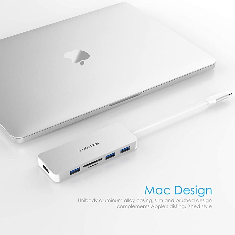 USB C Hub with 4K HDMI 3 USB 30 SDMicro SD Card Reader Compatible 20202016 MacBook Pro 131516 New Mac AirSurface Chromebook MultiPort Adapter CBC18 Silver